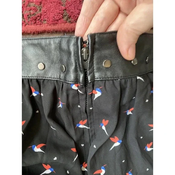 Torrid Hummingbird Skirt chiffon Leather Studded Black Plus Women 20 Bird - Picture 10 of 14